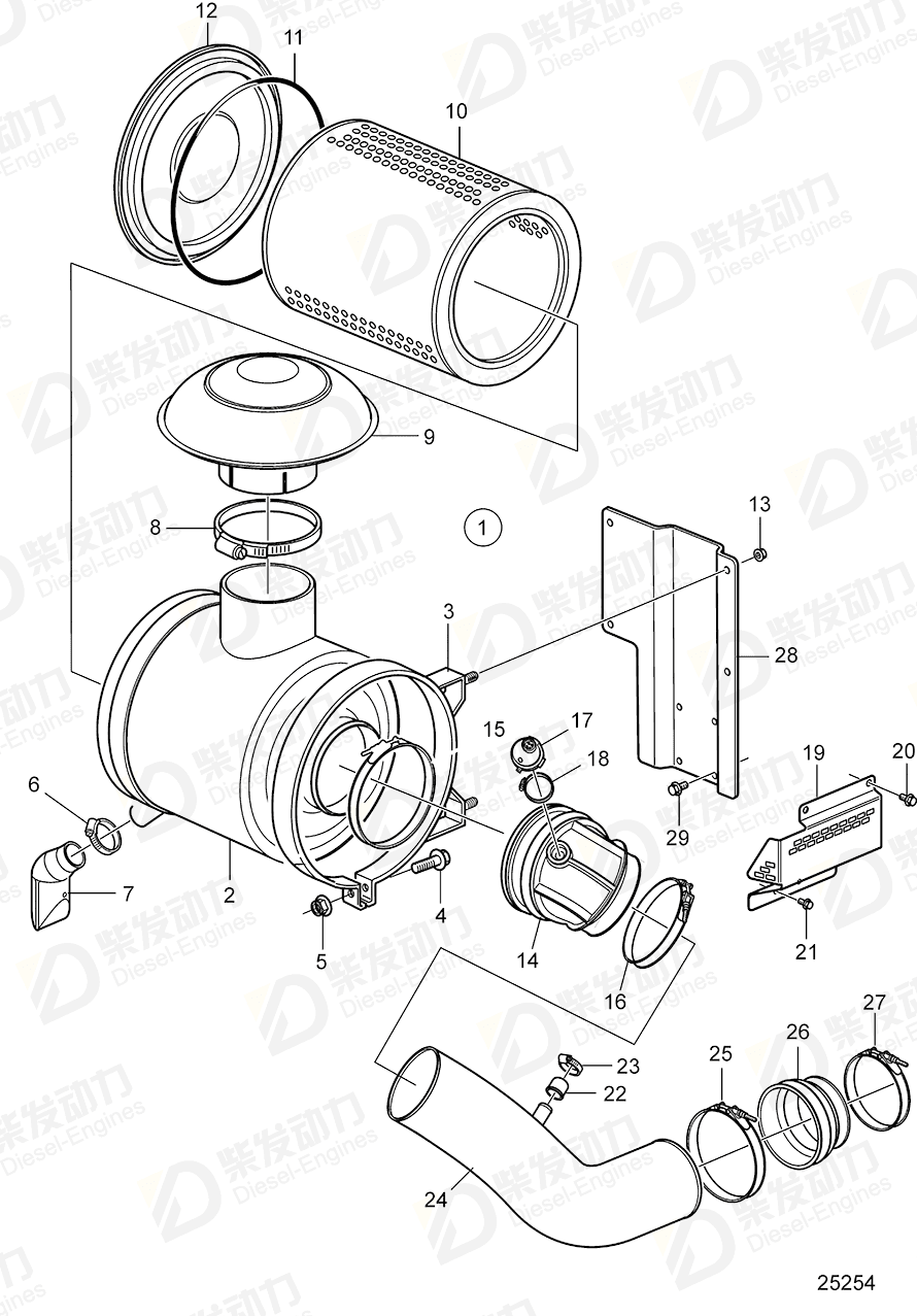 VOLVO Hose clamp 1544733 Drawing